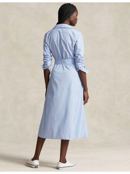 Robe-chemise à manches longues en lin - Light Blue