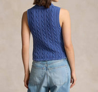 Cotton sleeveless polo shirt - Blue Yacht