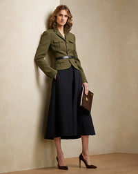 Veste Kamille en laine et soie - Olive