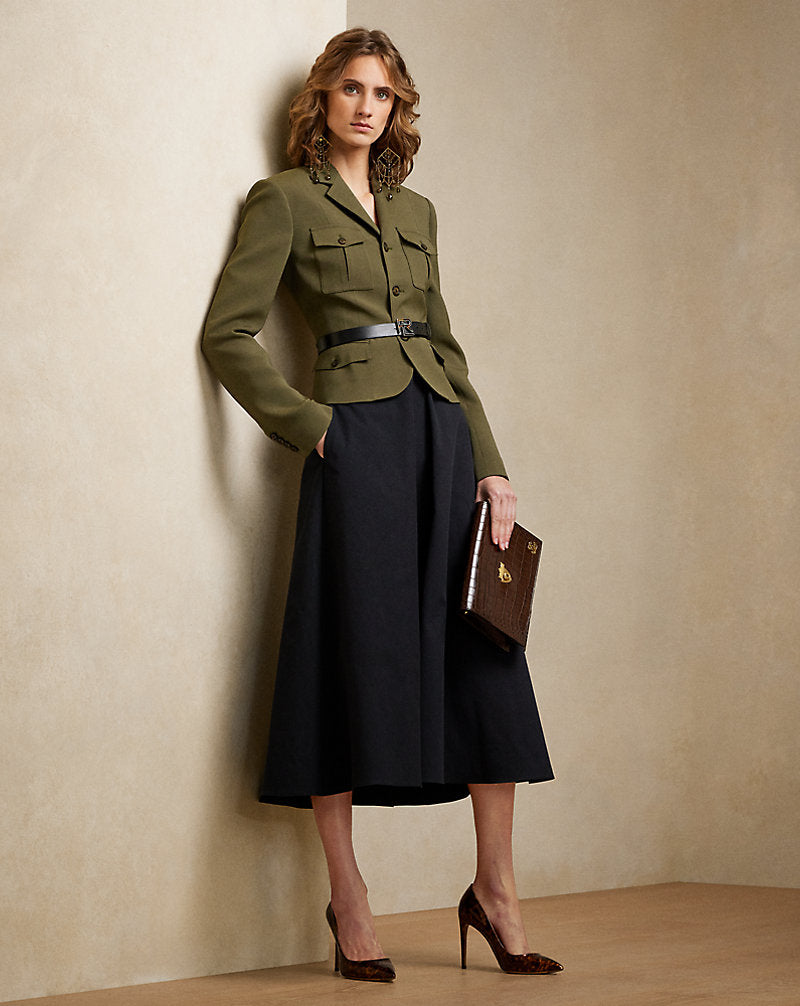 Veste Kamille en laine et soie - Olive
