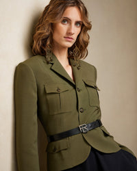 Veste Kamille en laine et soie - Olive