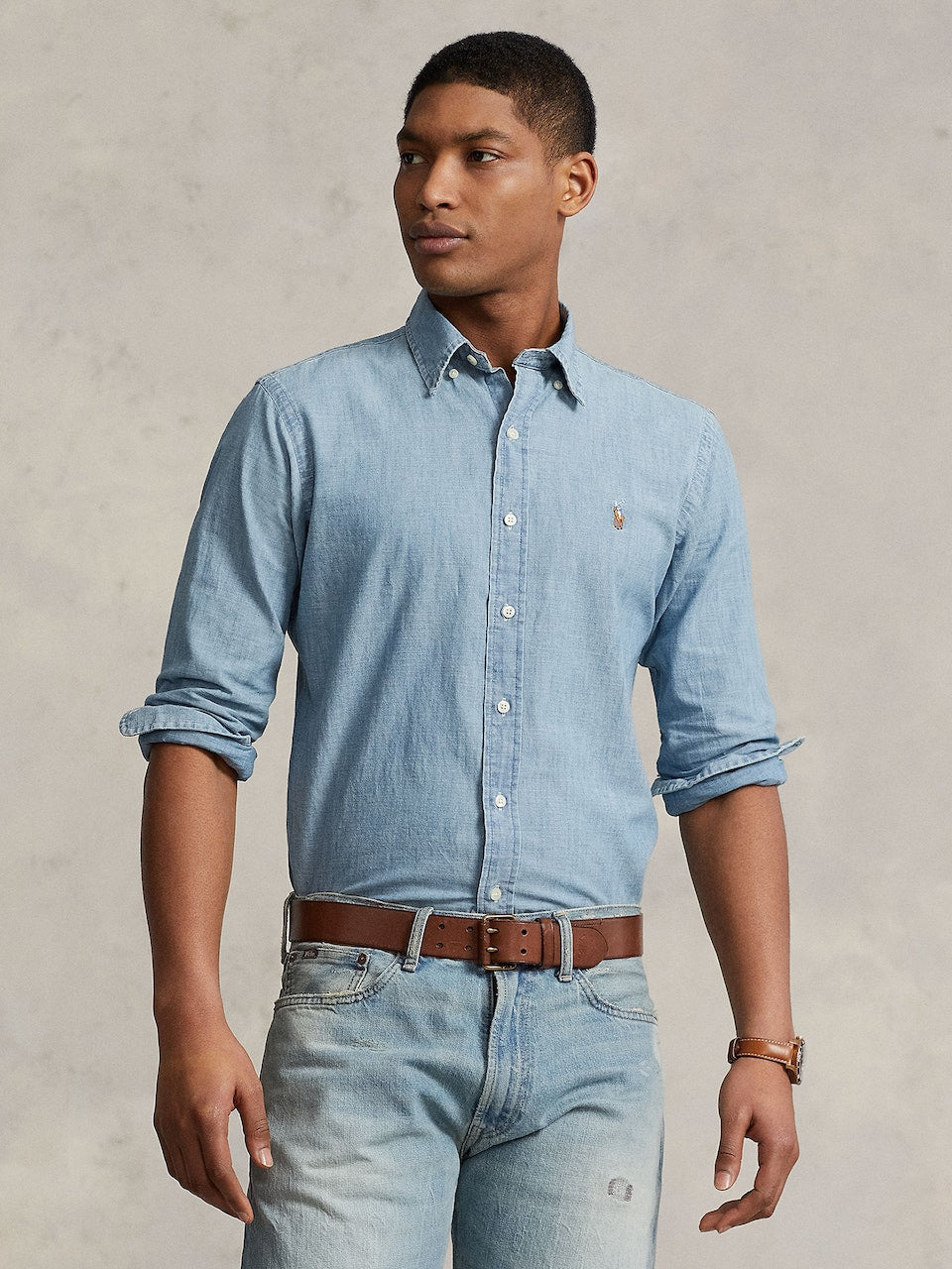 Chemise ajustée en chambray - Medium Wash