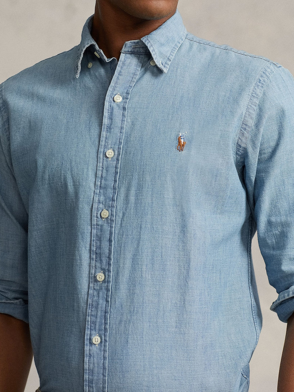 Chemise ajustée en chambray - Medium Wash