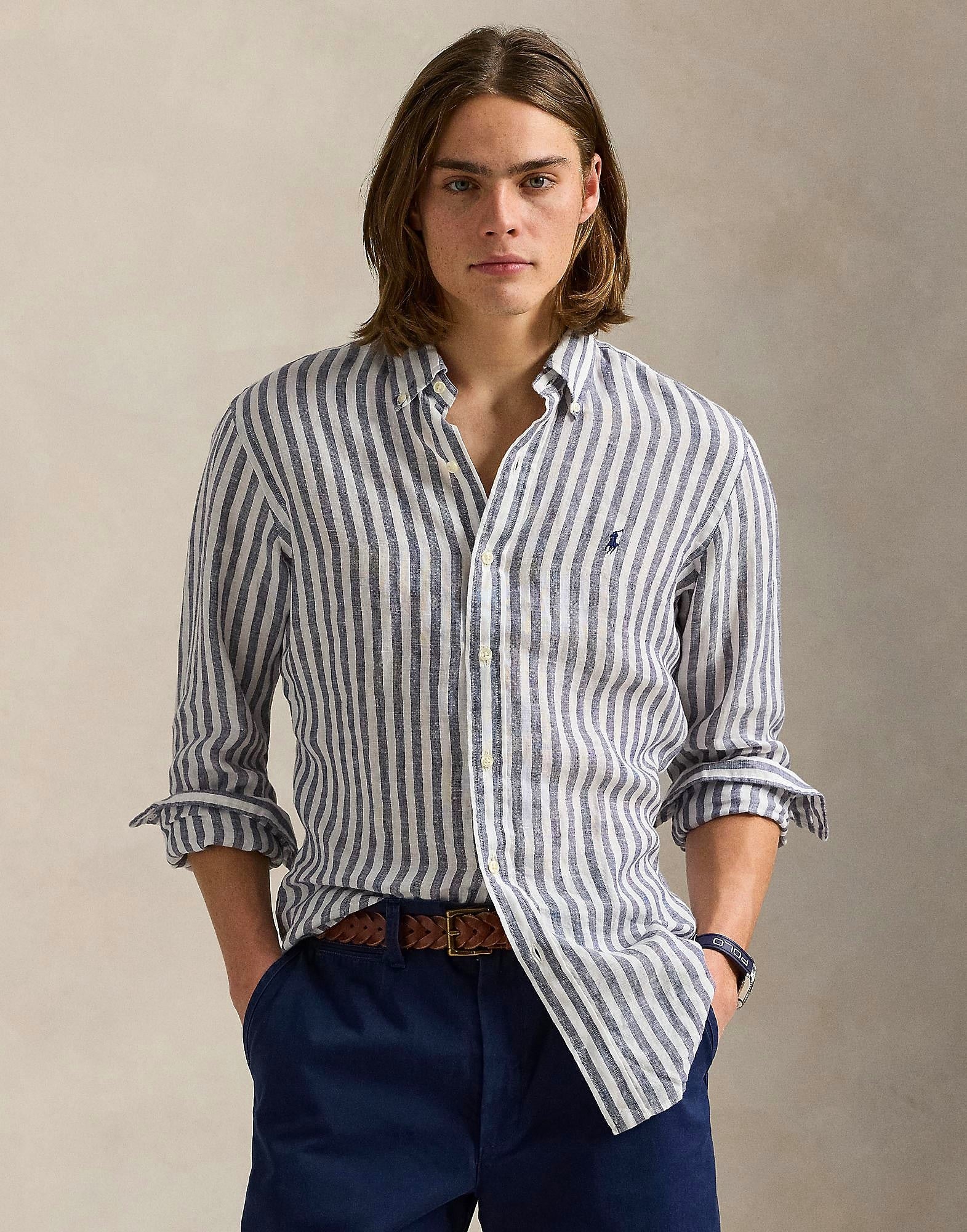 2pcs / NEW // 5138A NAVY/WHITE SPORT SHIRT LONG SLEEVE CUBDPPCS