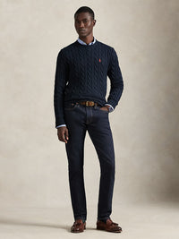 Pull torsadé en laine - Worth Navy Heather