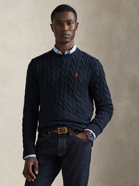 Pull torsadé en laine - Worth Navy Heather