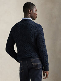 Pull torsadé en laine - Worth Navy Heather