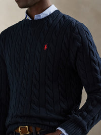 Pull torsadé en laine - Worth Navy Heather