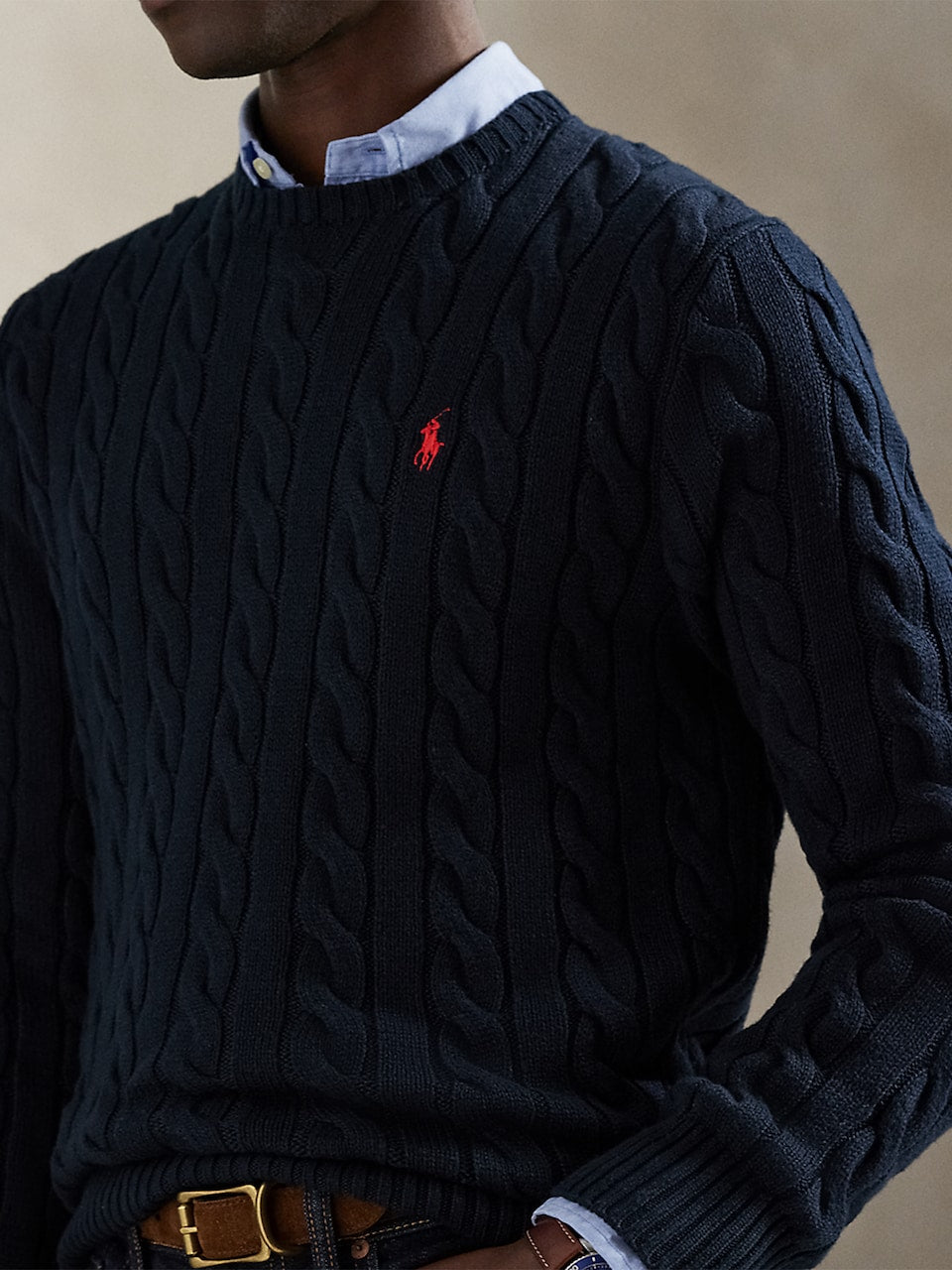 Pull torsadé en laine - Worth Navy Heather
