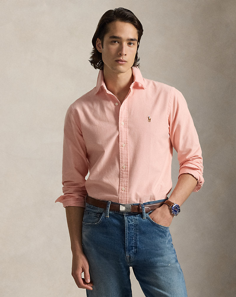 Chemise Oxford écossaise coupe classique - Orange & White