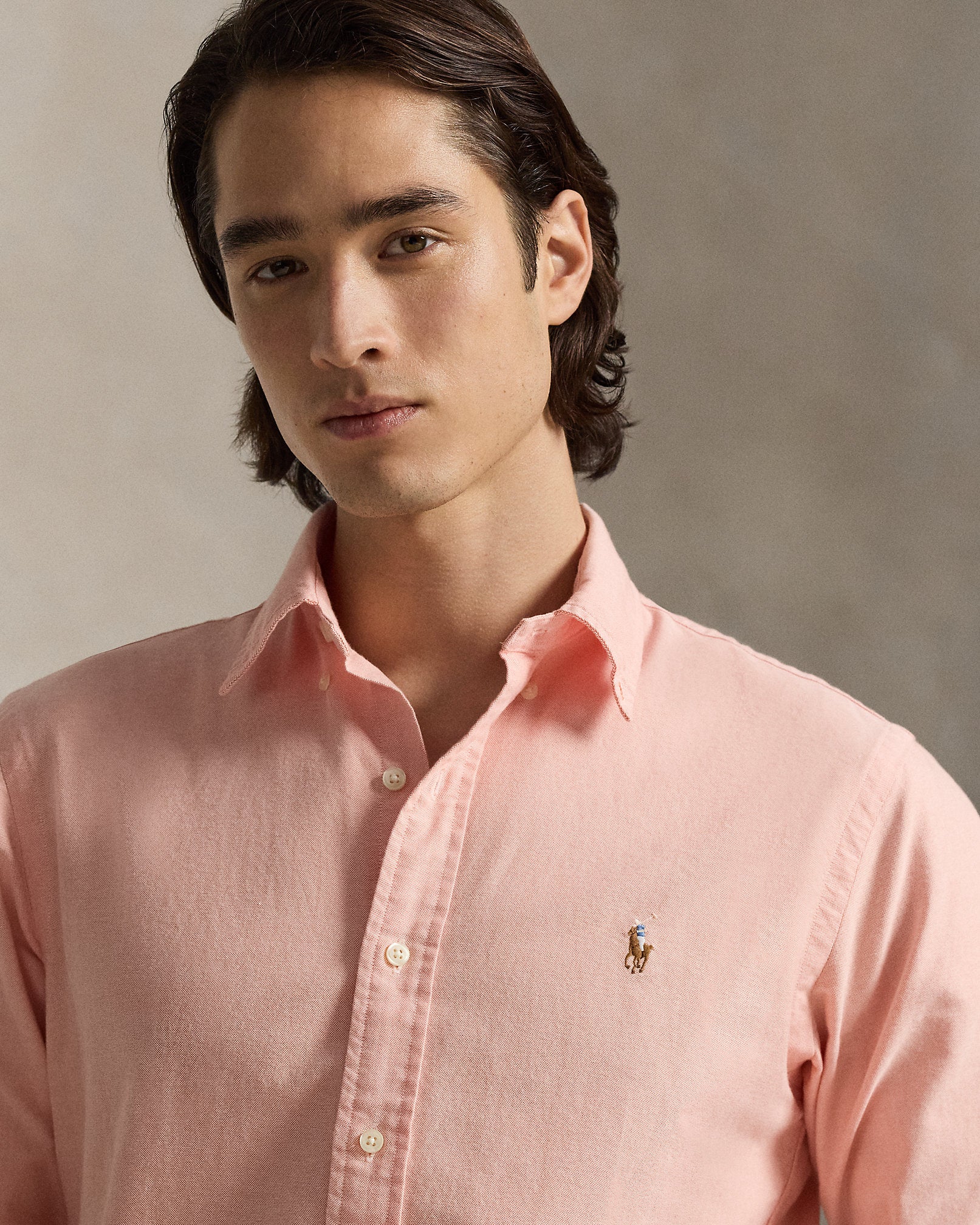 Chemise Oxford écossaise coupe classique - Orange & White
