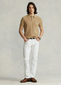Cotton and linen polo-neck jumper - Vintage Khaki