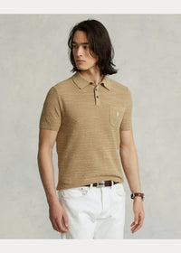 Cotton and linen polo-neck jumper - Vintage Khaki