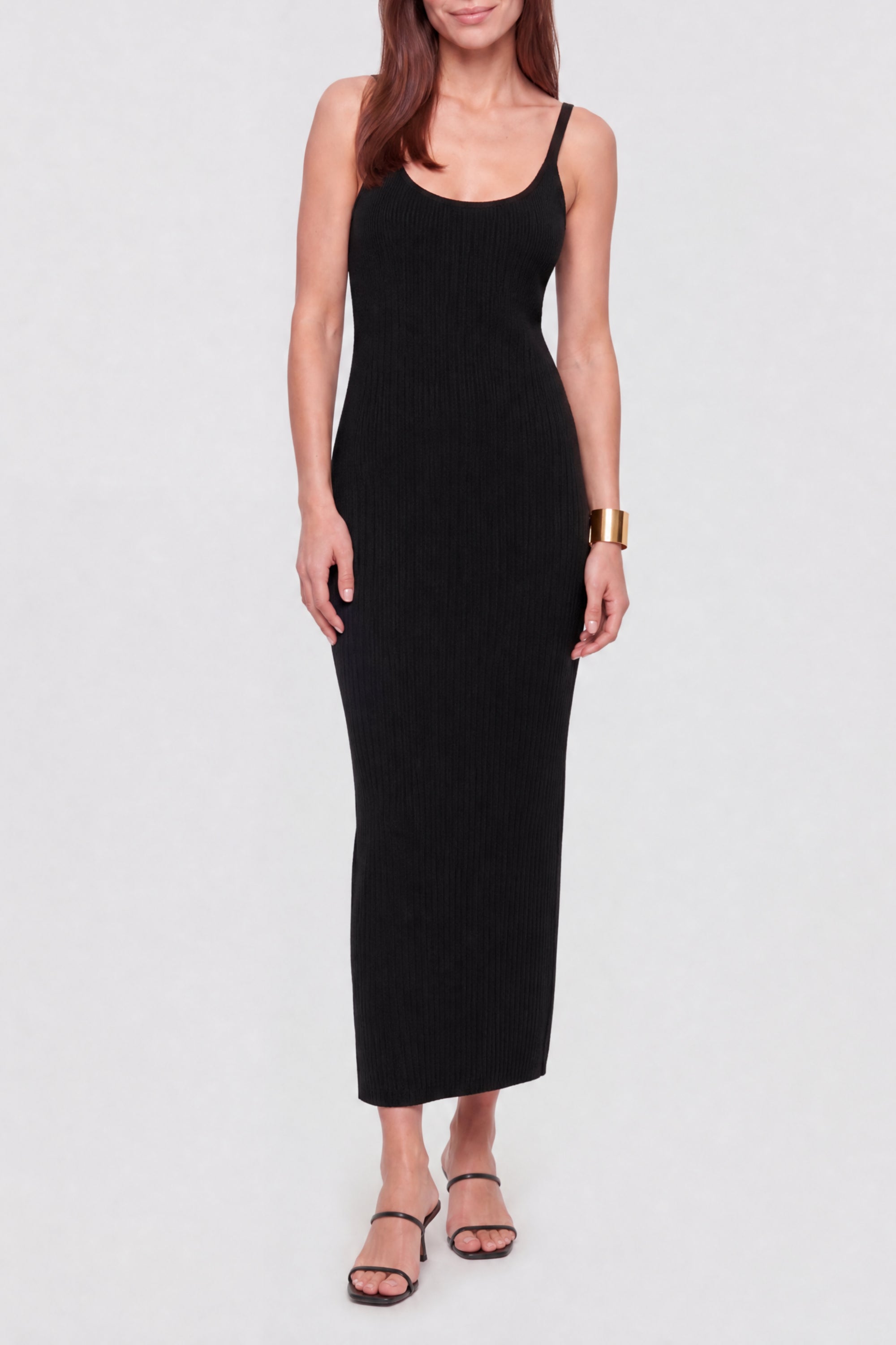 Maxi dress with thin straps - Black