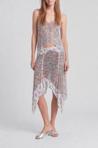 Asymmetrical sequined skirt - Off White Flower