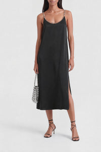 Robe courte avec bretelles ornées de bijoux - Black