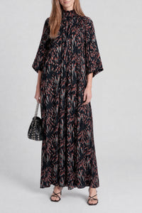 Long dress with short sleeves and ruffles - Black Screw