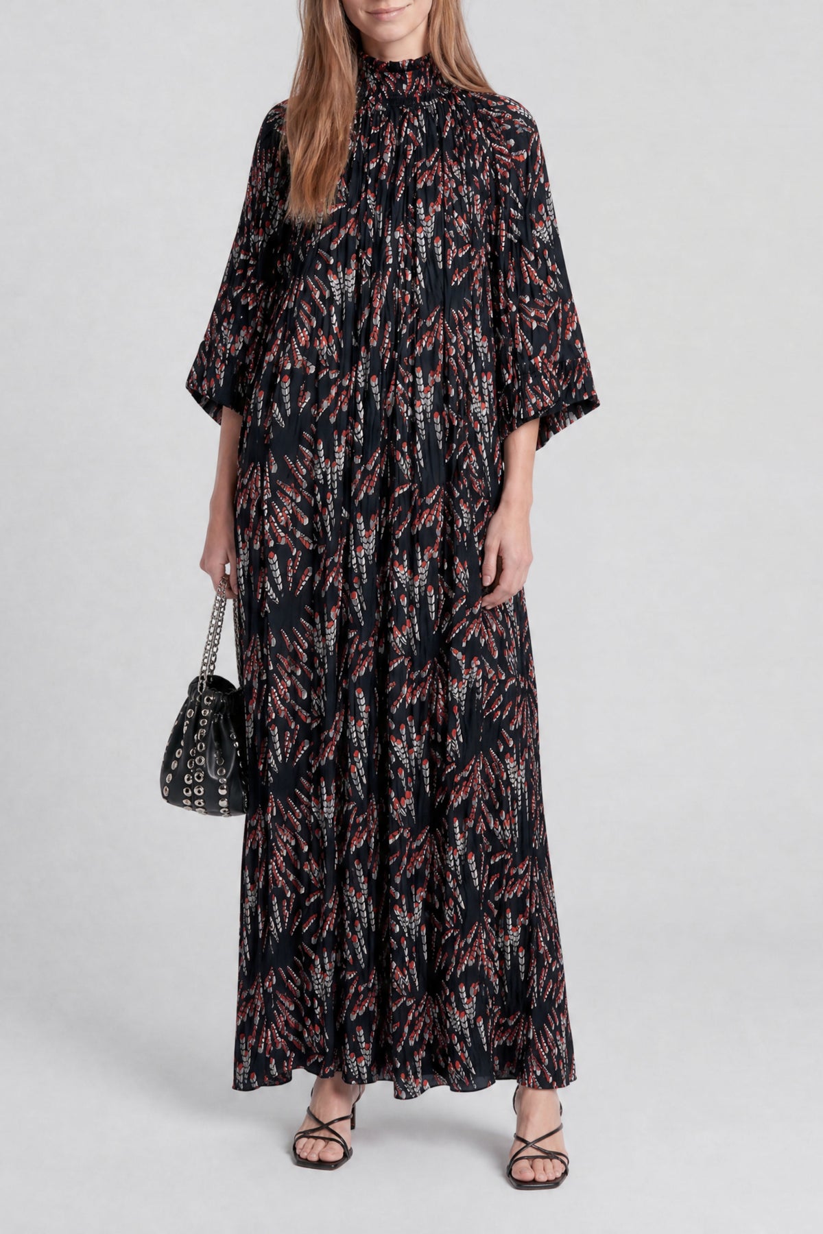 Robe longue à manches courtes à volants - Black Screw