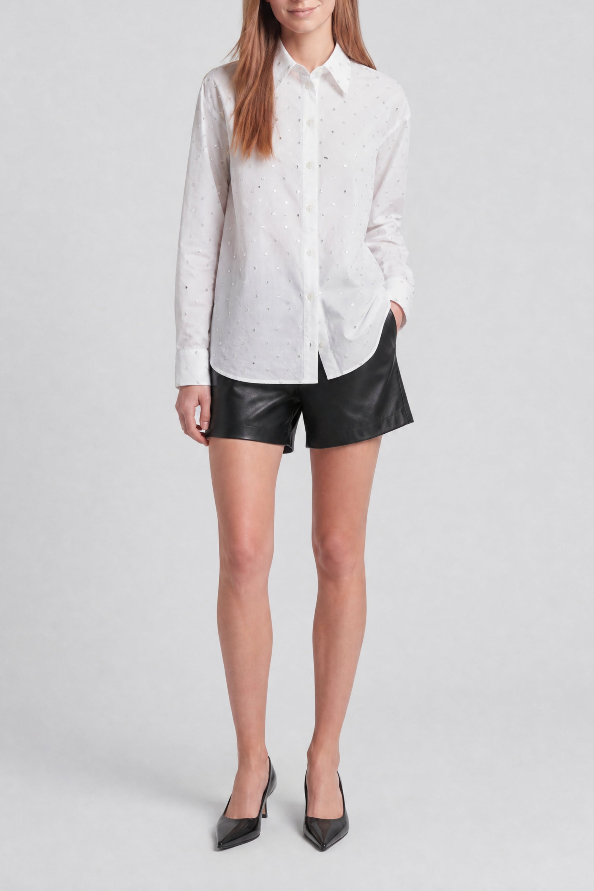 Oversized shirt with crystals - Optical White
