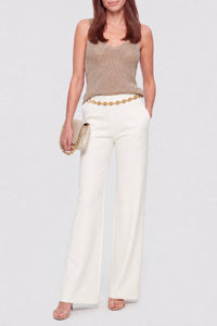 Wool trousers with detachable chain - Ecru