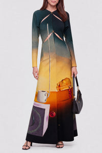 Long-sleeved printed crepe dress - Rêve