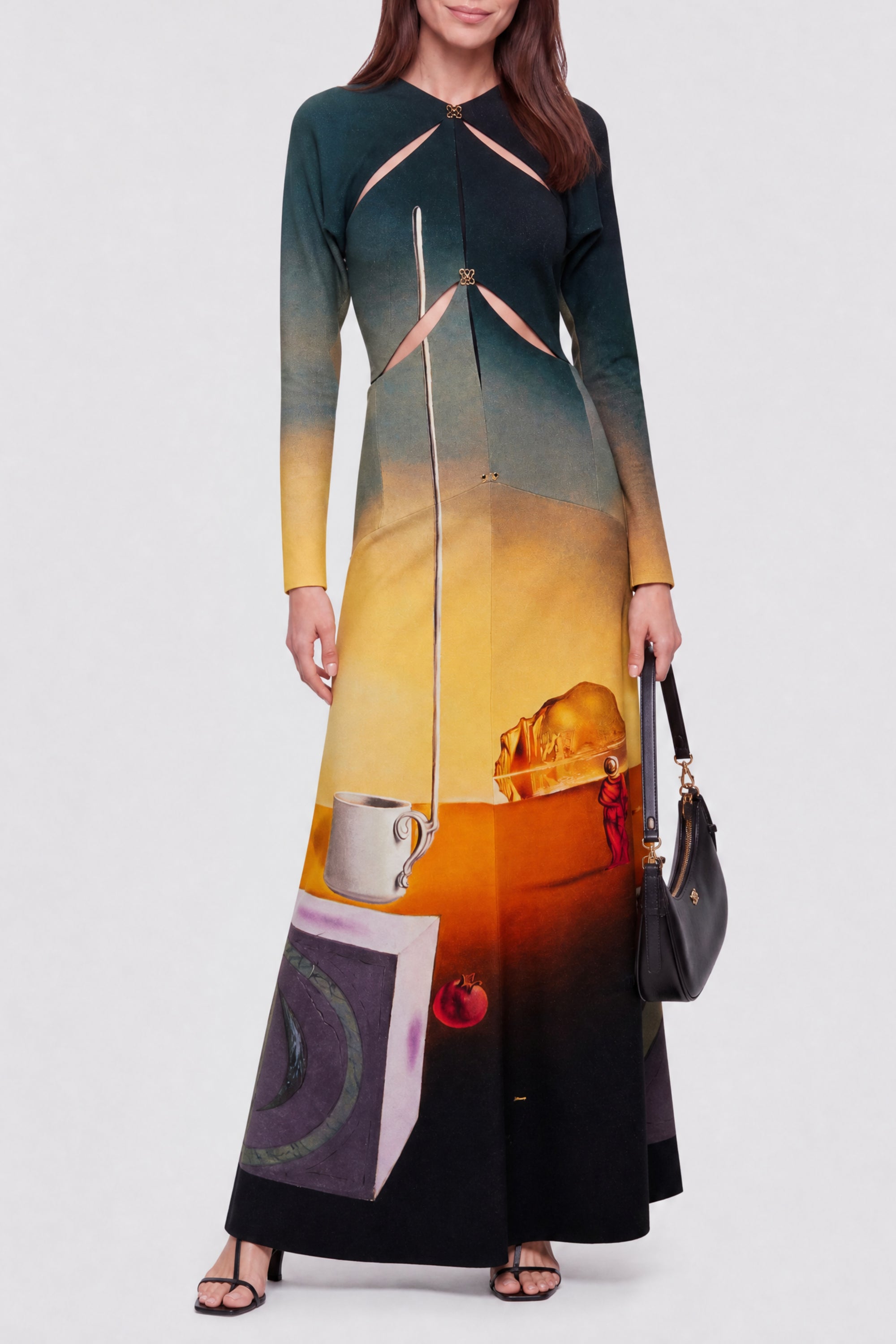 Long-sleeved printed crepe dress - Rêve