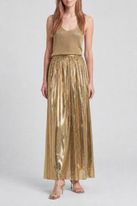 Pleated mesh maxi skirt - Gold