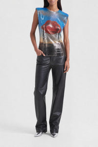 Printed sleeveless top - Rose Meditative