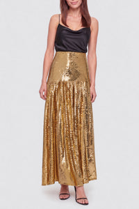 Asymmetrical sequin skirt - Gold