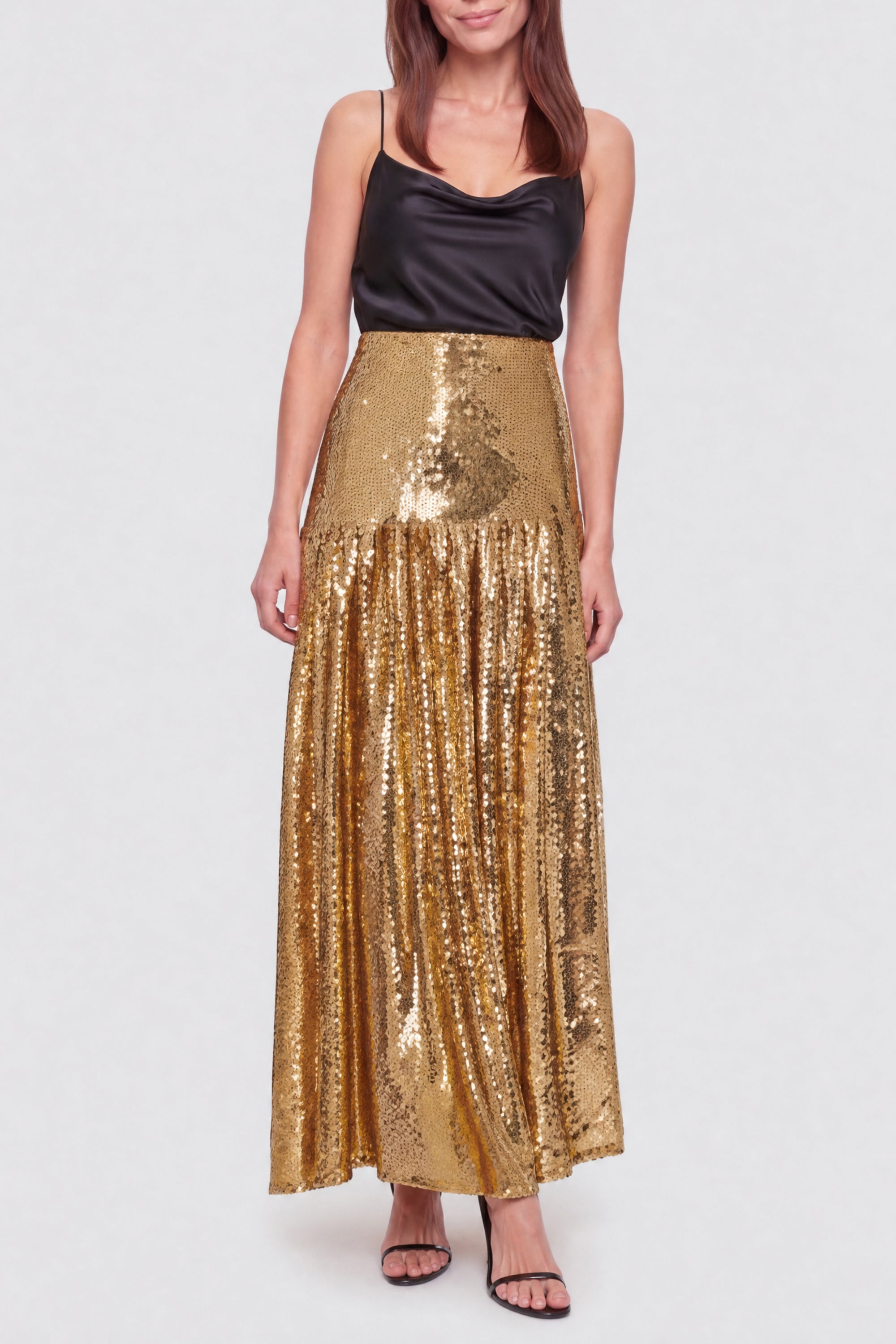 Asymmetrical sequin skirt - Gold