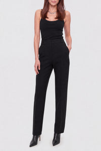 Straight wool suit trousers - Black