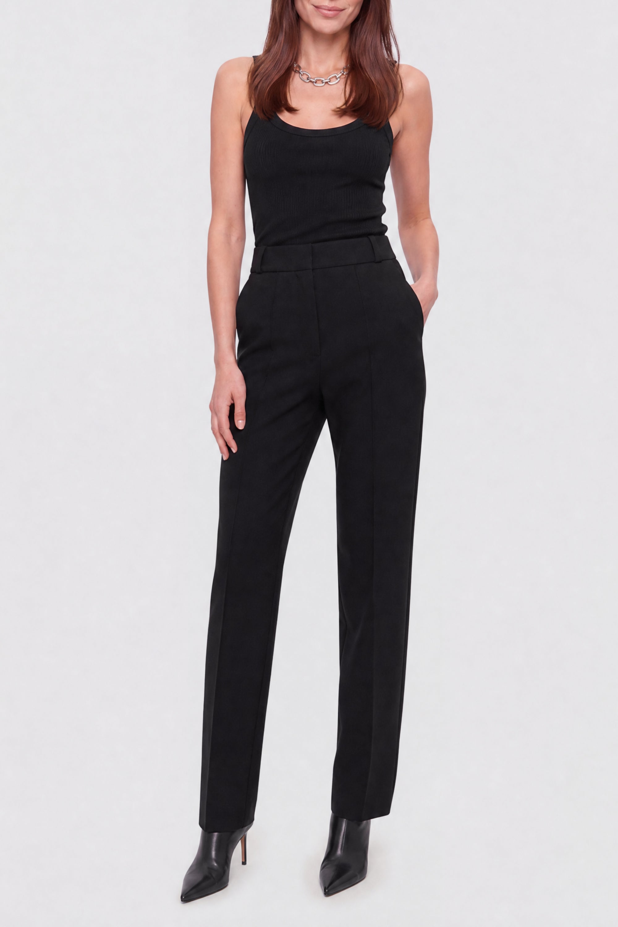 Straight wool suit trousers - Black