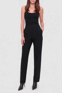 Pantalon de tailleur droit en laine - Black