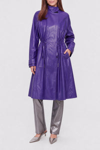 Belted parka with engraved buckles - Purple