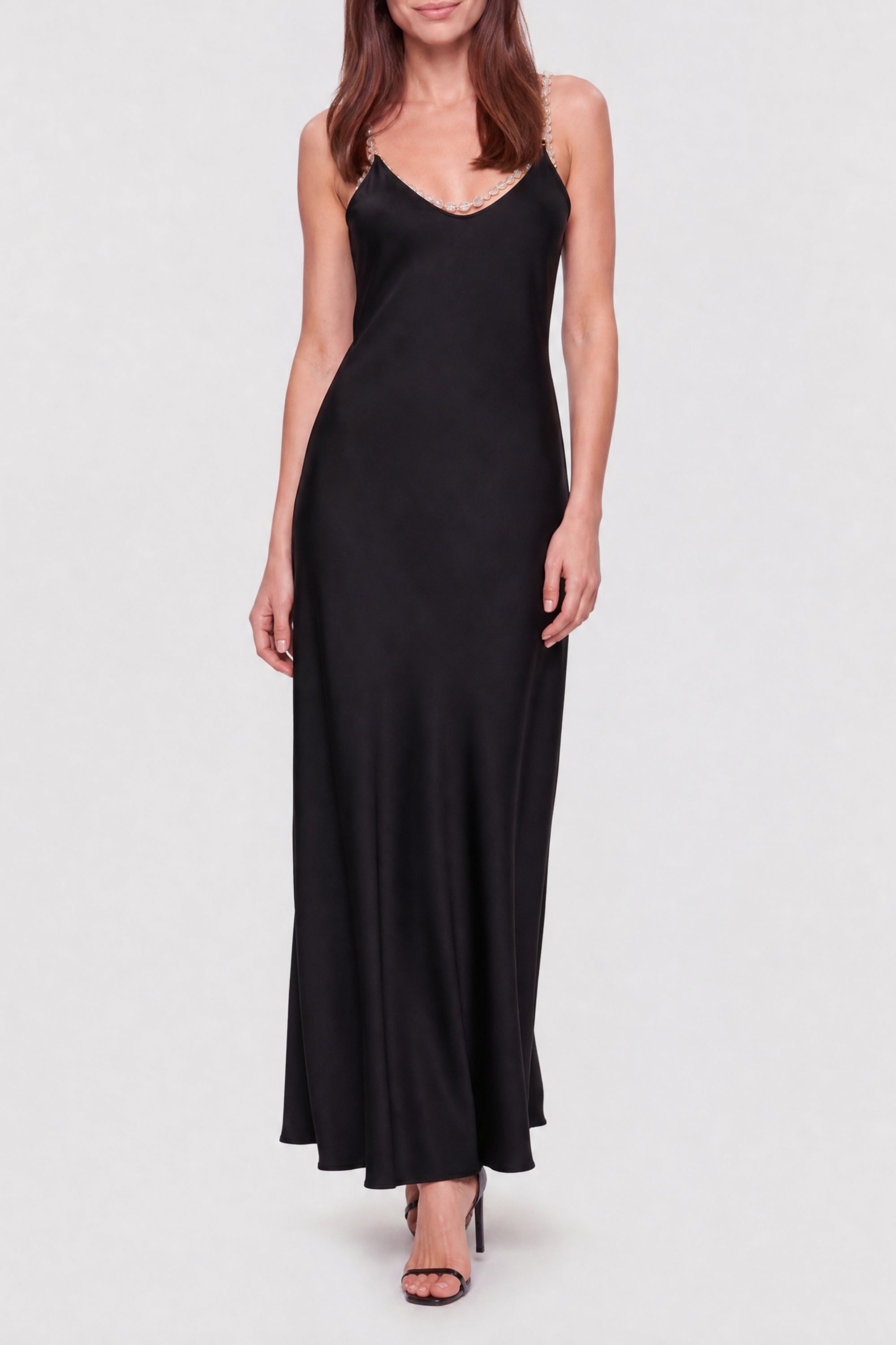 Strapless satin maxi dress - Black