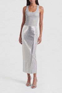 Mesh wrap skirt with press studs - Silver