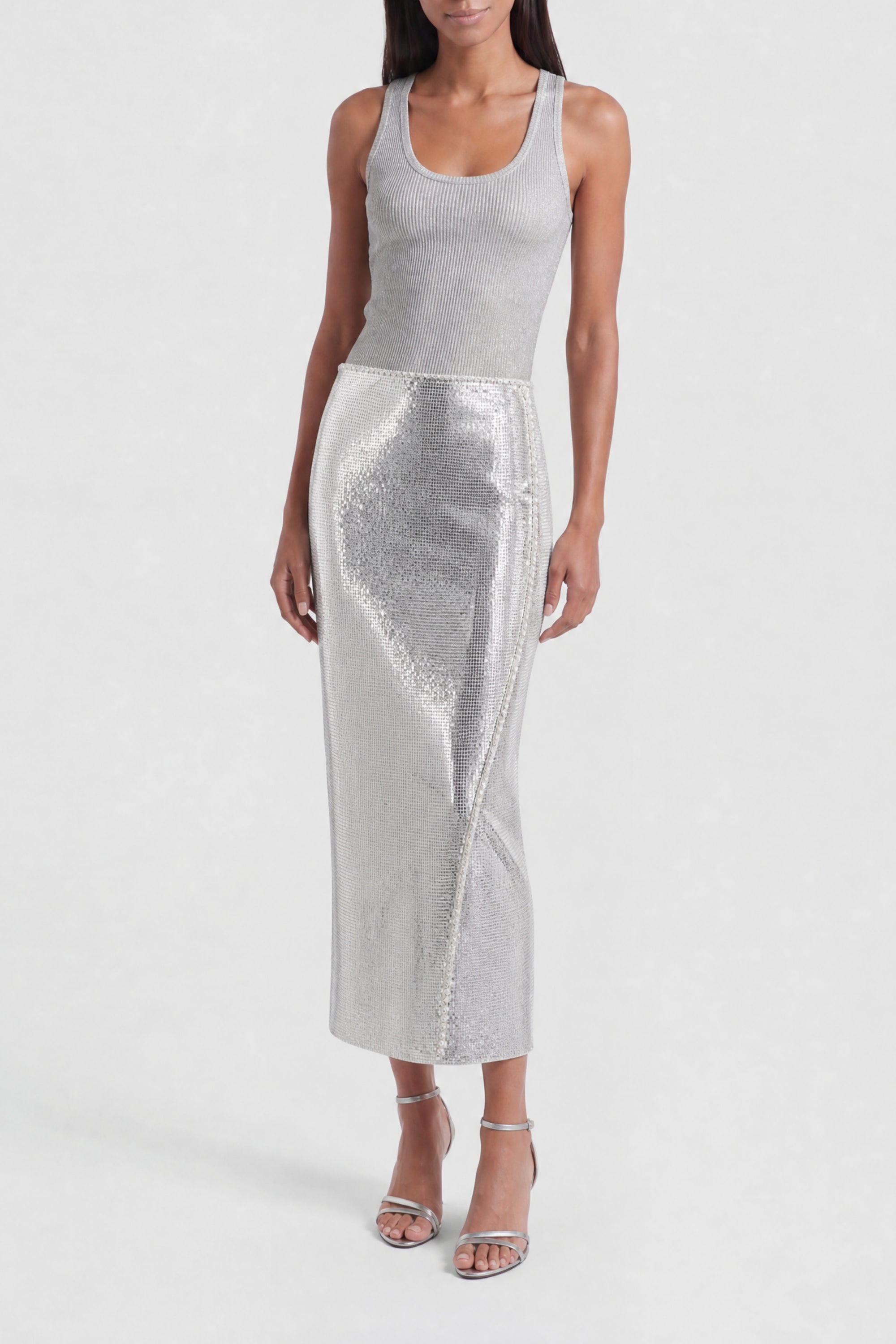Mesh wrap skirt with press studs - Silver