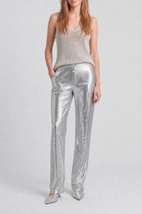 Slim-fit trousers in mini mesh with press studs - Silver