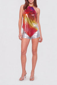 Mesh printed halter top - Plastic Art