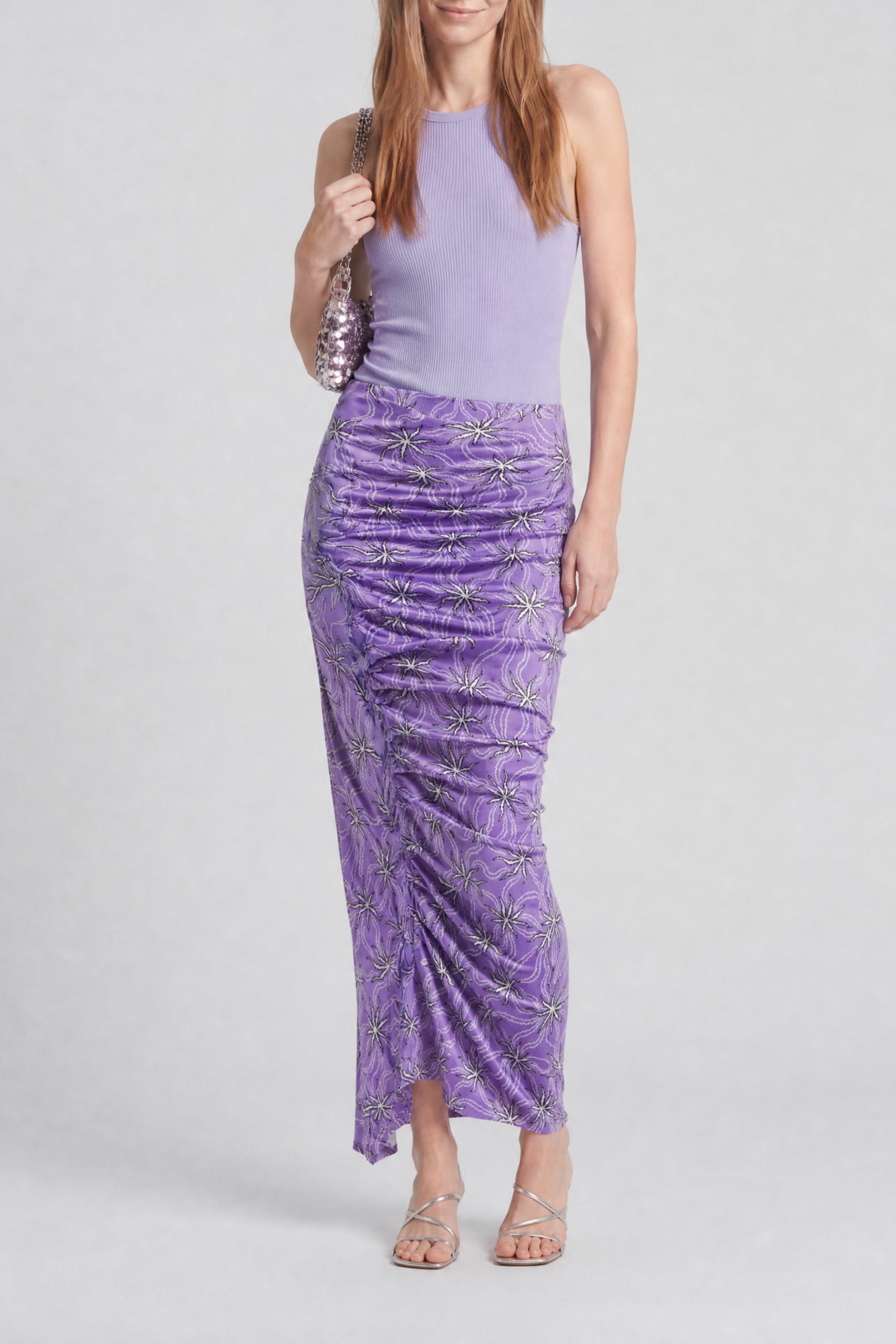 Long draped skirt - Purple Splash