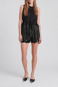 Sleeveless satin cardigan top - Black