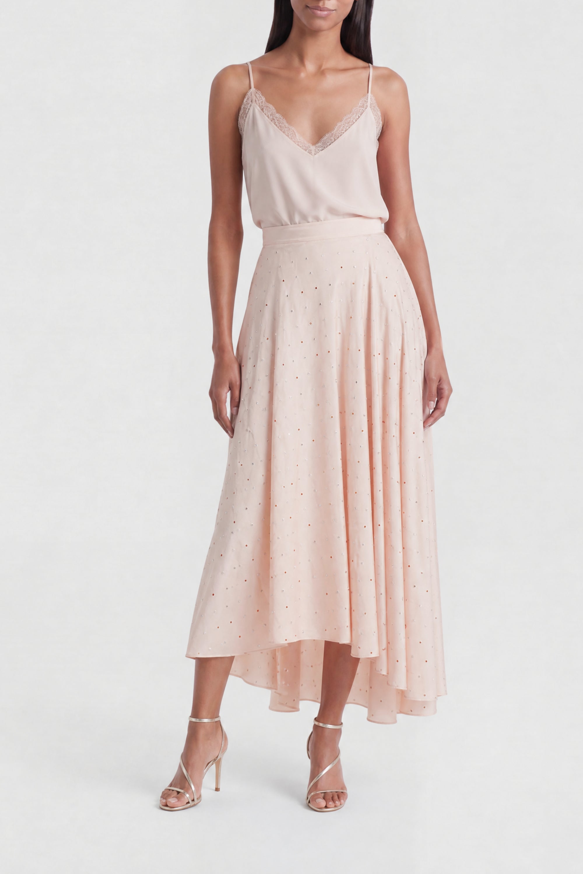 Versailles skirt with rhinestone buttons - Light Pink
