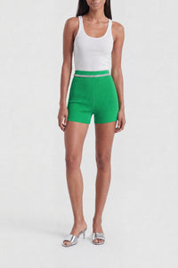 Shorts with chain waist and zip - Green