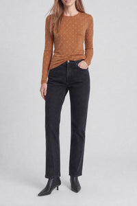 Long-sleeved T-shirt with rhinestones - New Caramel