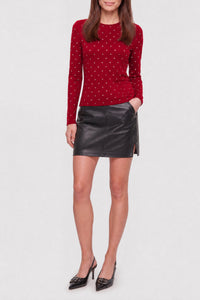 Long-sleeved T-shirt with rhinestones - Scarlet Red