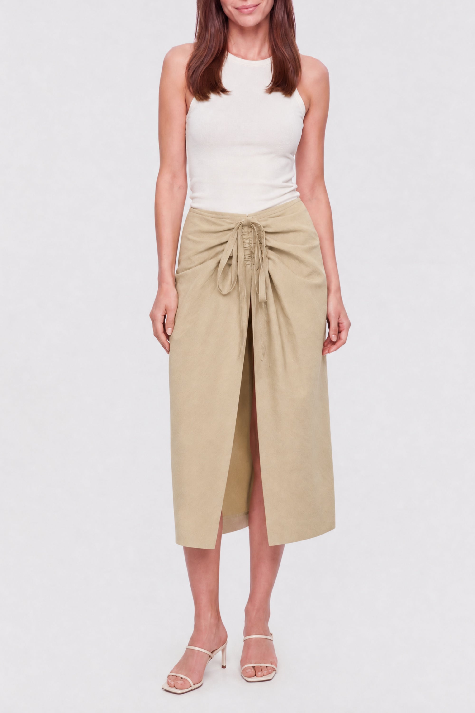 Slit midi skirt - Sable