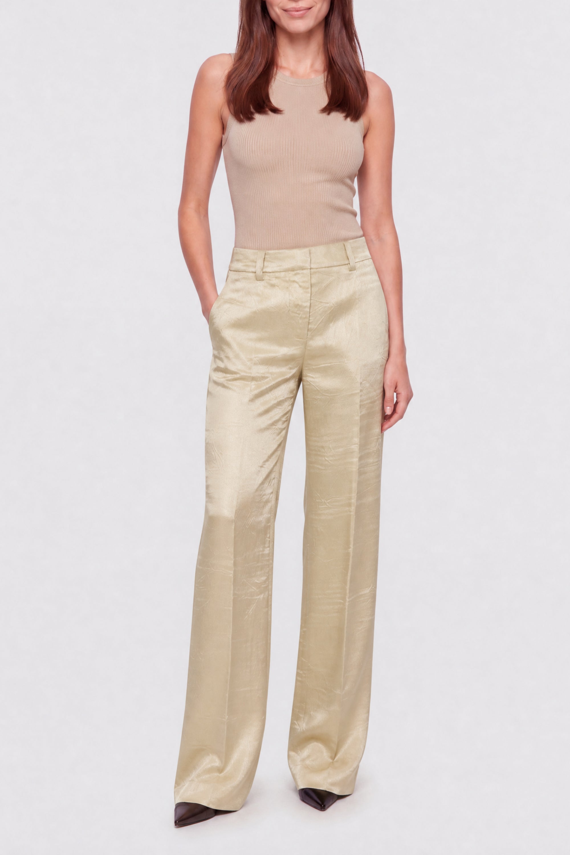 Straight-leg trousers with darts - Sand
