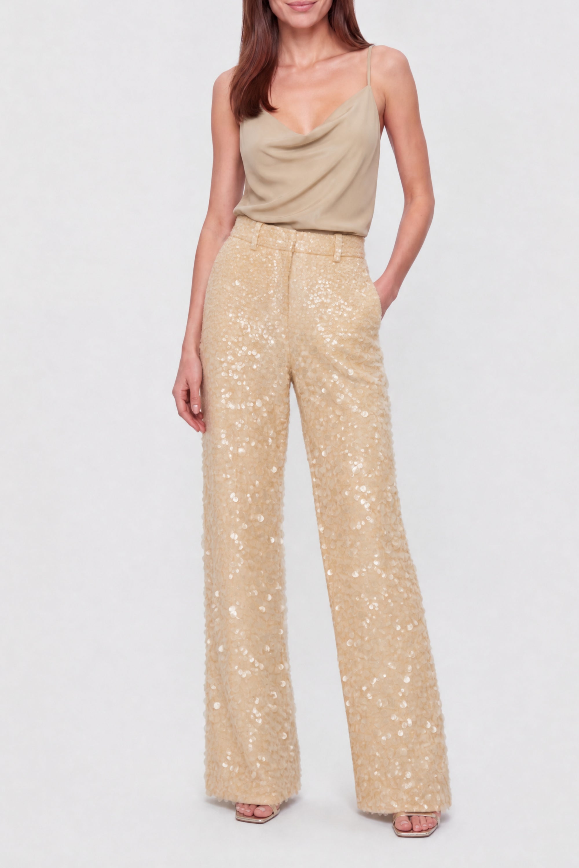 Sequin wide-leg trousers - Transparent