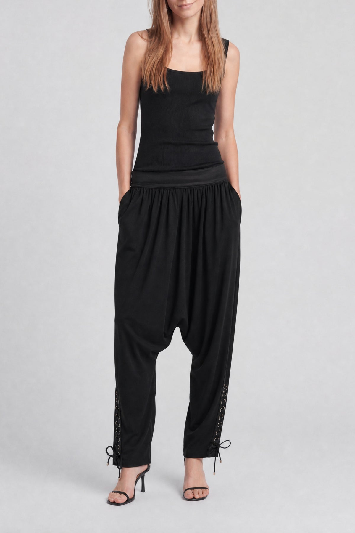 Pantalon baggy ajusté en laine - Black