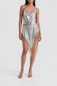 Asymmetrical sequin skirt - Silver